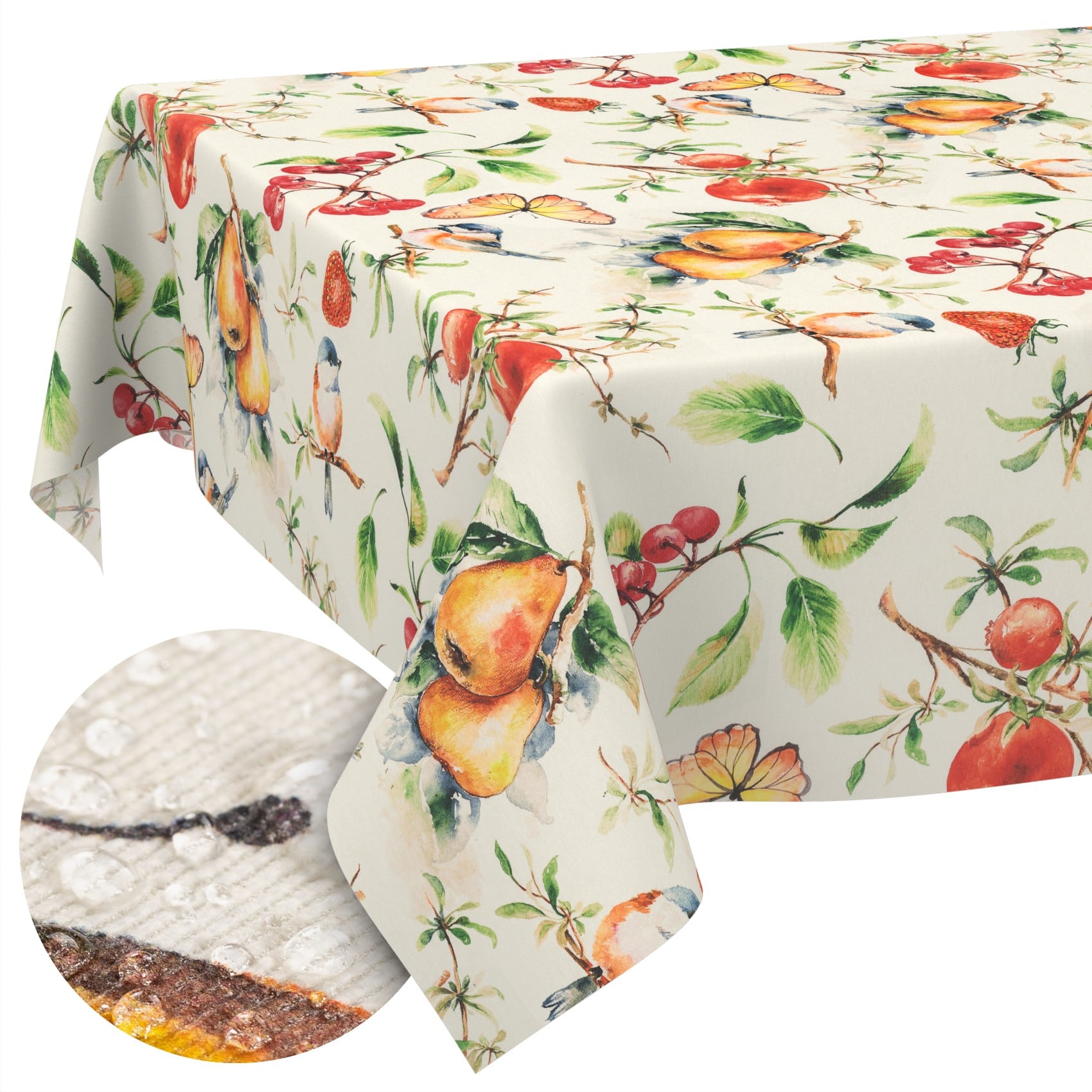 VIL3114_SQ_13 Tischdecke abwaschbar Stofftischdecke Gartentischdecke Textil Tischtuch Tafeldecke Meterware Istria – 90x130cm, Schnittkante