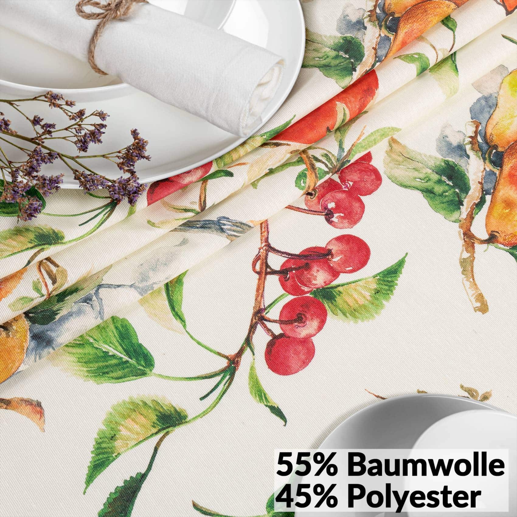 VIL3114_60 Tischdecke abwaschbar Stofftischdecke Gartentischdecke Textil Tischtuch Tafeldecke Meterware Istria – 90x130cm, Schnittkante