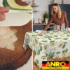 Tischdecke abwaschbar Stofftischdecke Gartentischdecke Textil Tischtuch Tafeldecke Meterware Avocado – 90x130cm, Schnittkante