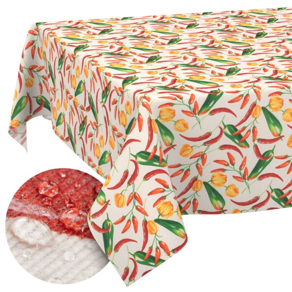 Tischdecke abwaschbar Stofftischdecke Gartentischdecke Textil Tischtuch Tafeldecke Meterware Chili – 90x130cm, Schnittkante