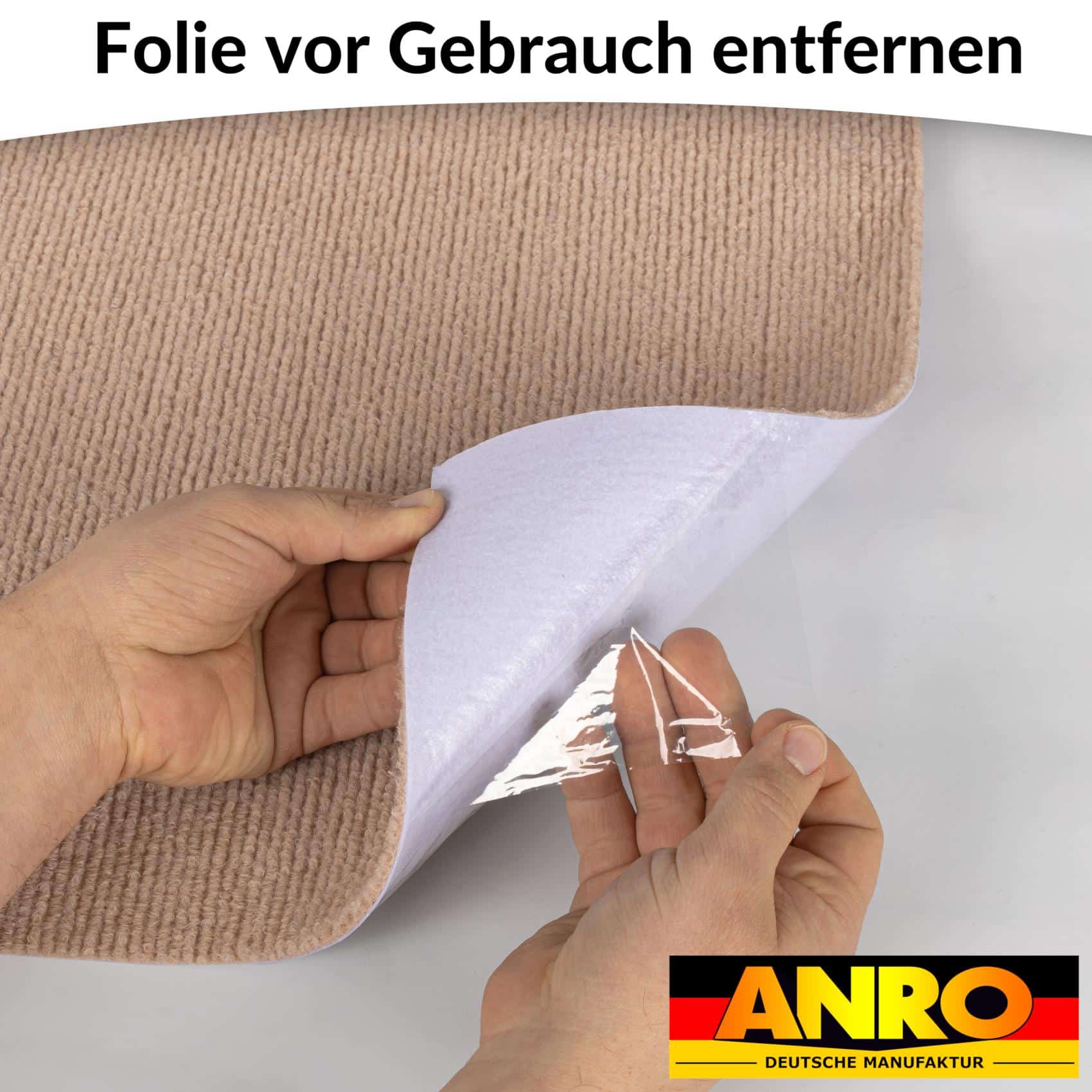 NEMBRAU1_40 Treppenteppich Treppenstufen Teppich Stufenteppich Stufenmatte selbsthaftend Rechteckig NEMESIS Hellbraun