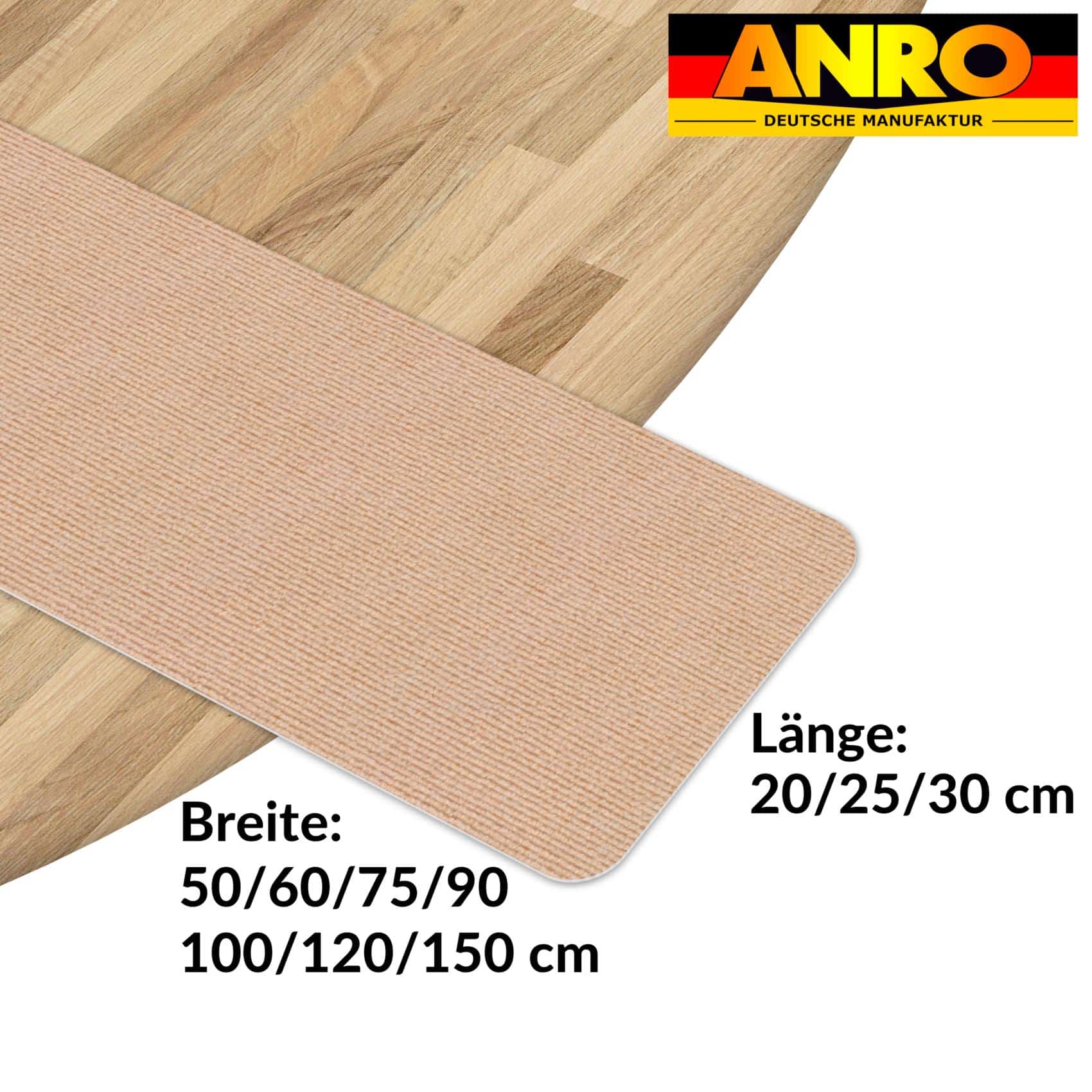 NEMBRAU1_20 Treppenteppich Treppenstufen Teppich Stufenteppich Stufenmatte selbsthaftend Rechteckig NEMESIS Hellbraun