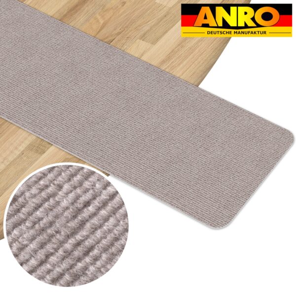 Treppenteppich Treppenstufen Teppich Stufenteppich Stufenmatte selbsthaftend Rechteckig NEMESIS Beige – 50x20cm