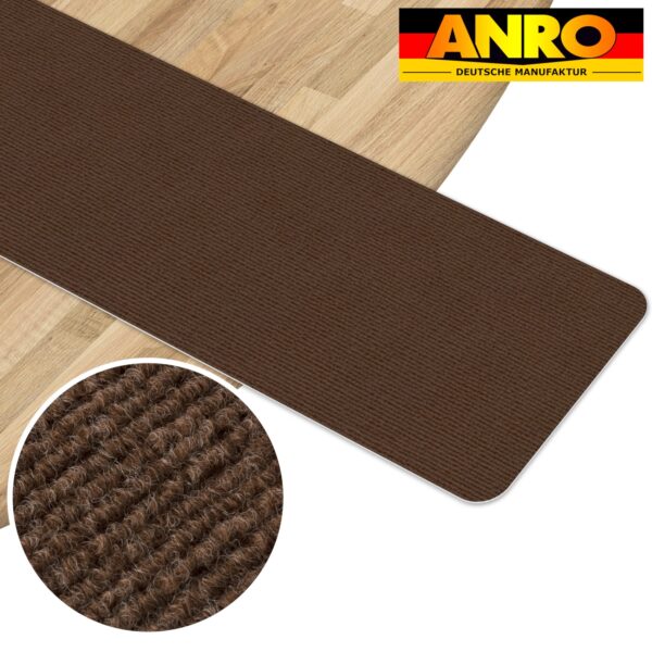 Treppenteppich Treppenstufen Teppich Stufenteppich Stufenmatte selbsthaftend Rechteckig NEMESIS Schoko – 50x20cm