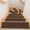 Treppenteppich Treppenstufen Teppich Stufenteppich Stufenmatte selbsthaftend Rechteckig NEMESIS Schoko