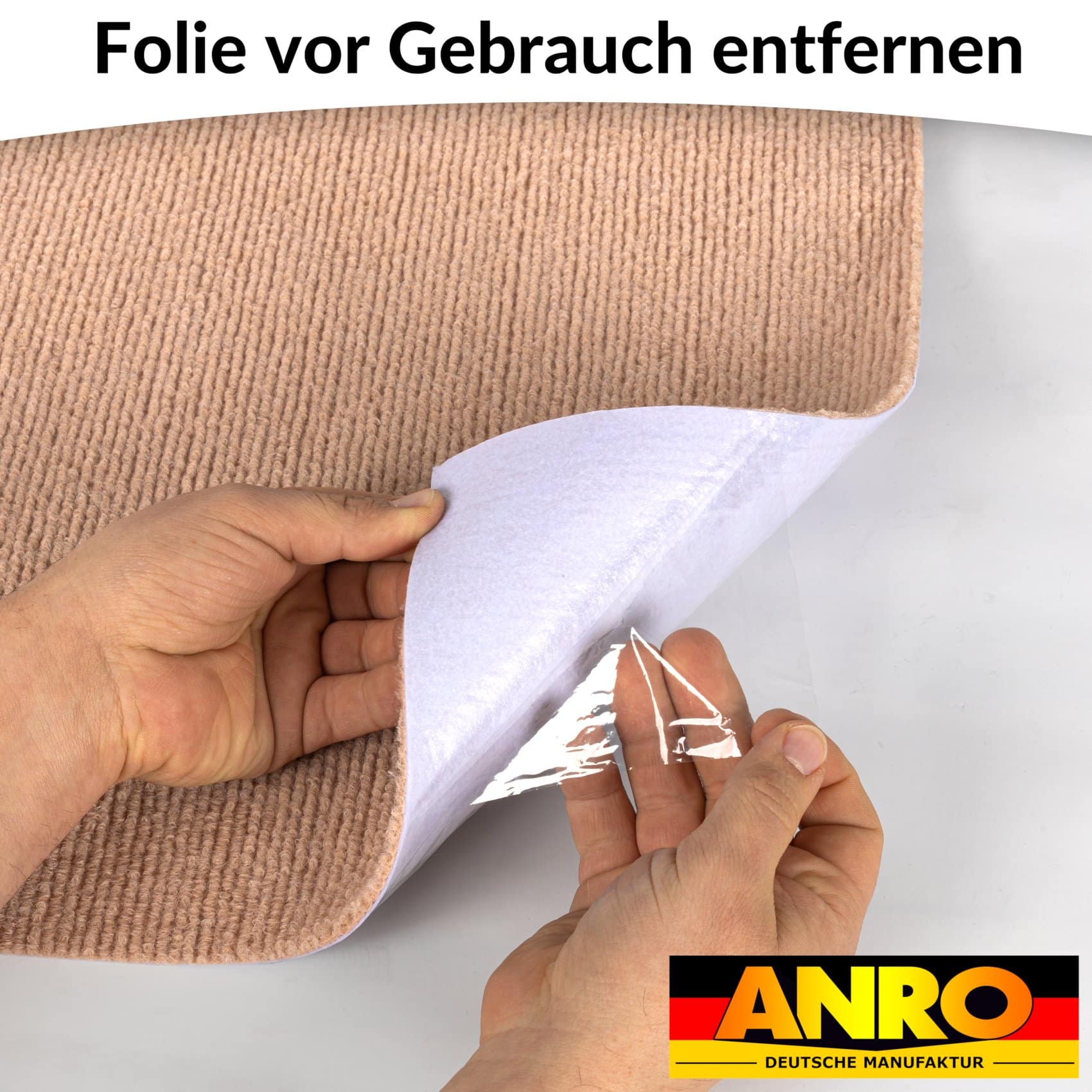 NEMBRAU1_40 Treppenteppich Treppenstufen Teppich Stufenteppich Stufenmatte selbsthaftend Rechteckig NEMESIS Hellbraun