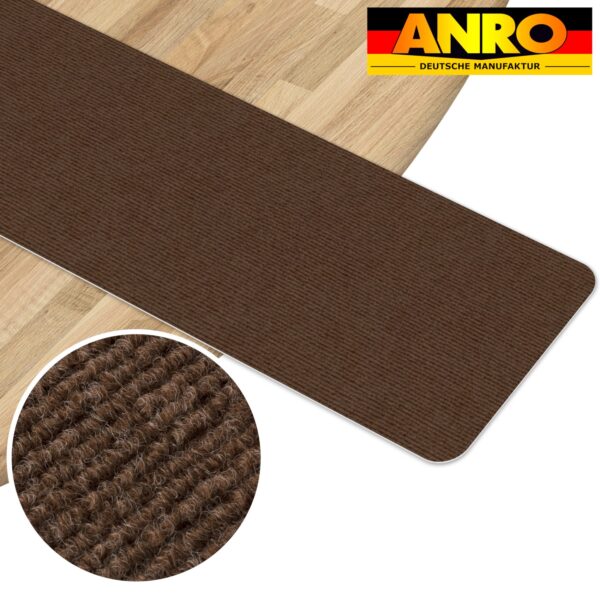 Treppenteppich Treppenstufen Teppich Stufenteppich Stufenmatte selbsthaftend Rechteckig NEMESIS Schoko – 50x20cm