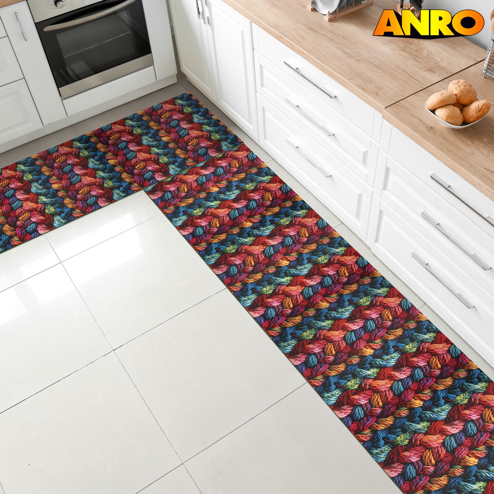 SPRINT90_20 Küchenläufer waschbar Küchenteppich rutschfest Sprinty Drappo 52cm Breite