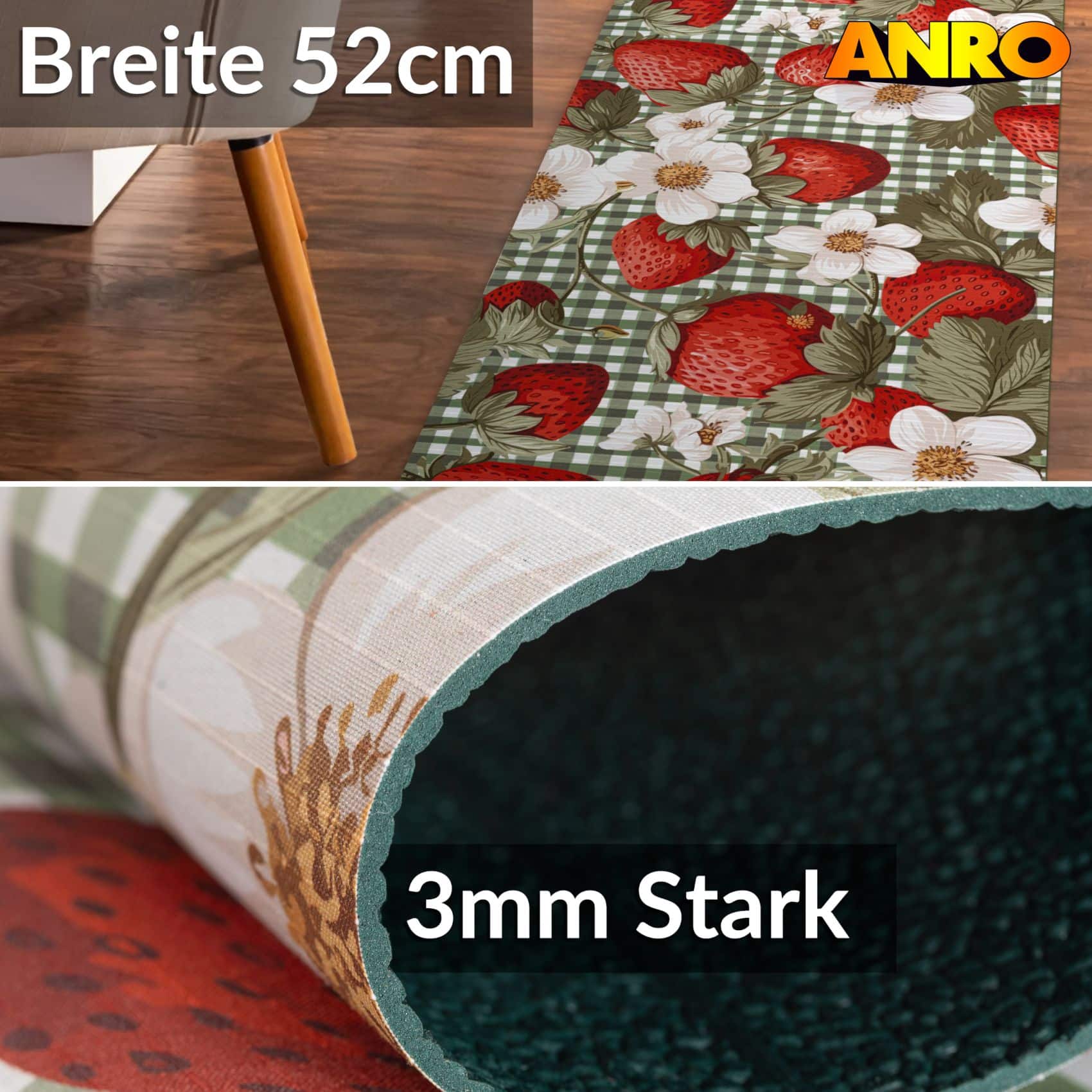 SPRINT92_30 Küchenläufer waschbar Küchenteppich rutschfest Sprinty Cortina 52cm Breite