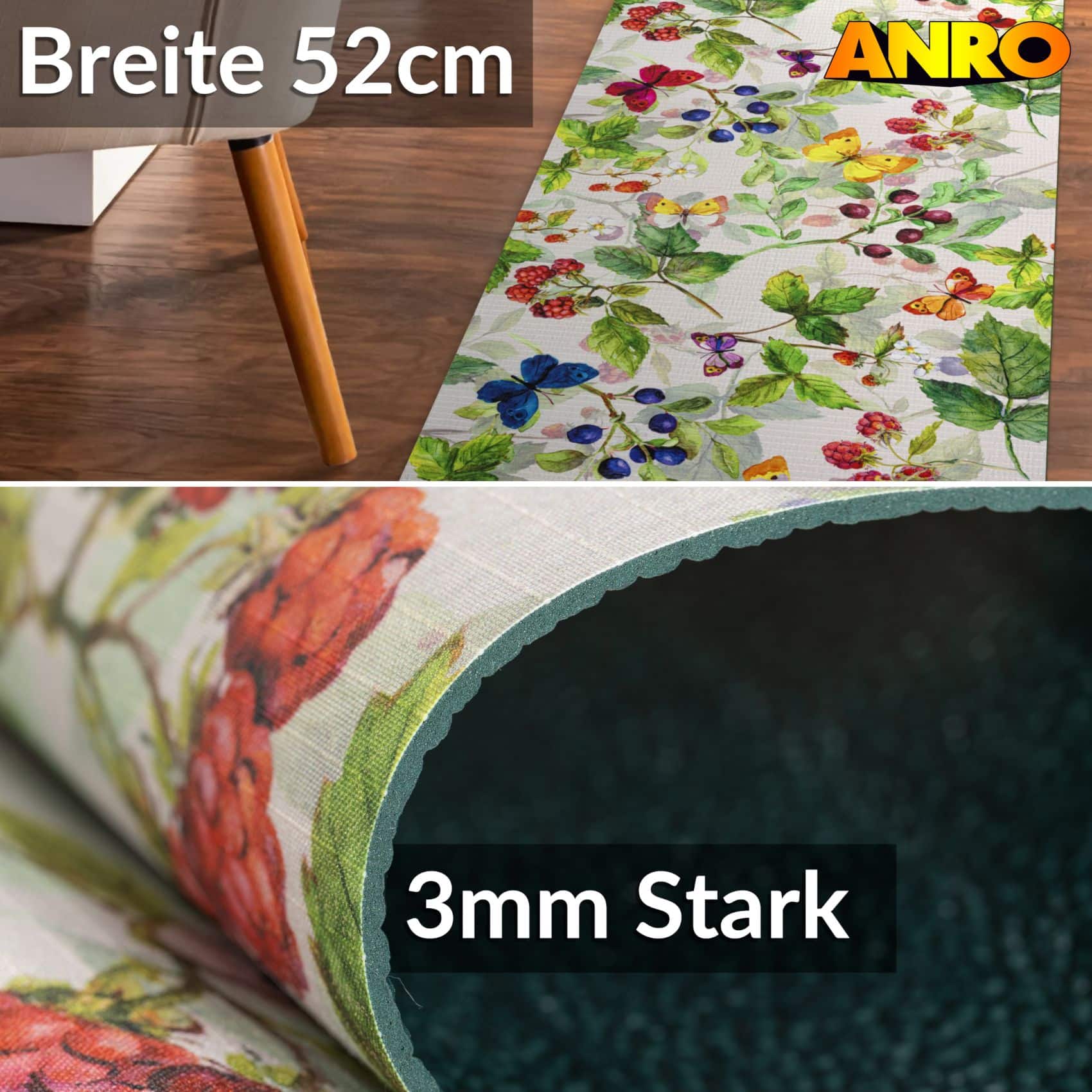 Küchenläufer waschbar Küchenteppich rutschfest Sprinty Thailandia 52cm Breite