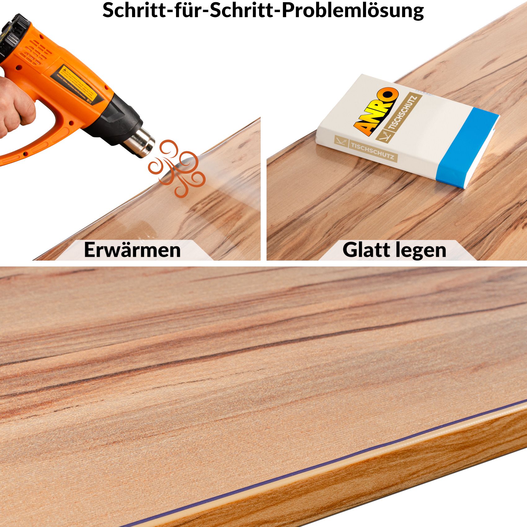 Tischfolie nach maß 1,5mm einseitig strukturiert - Problemlösung Tischschutzfolie nach Maß 1,5mm transparent geruchlos einseitig strukturiert