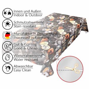 Wachstuch Tischdecke abwaschbar Wachstischdecke Coffee Kaffee Croissant