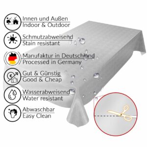 Wachstuch Tischdecke abwaschbar Leinenoptik in Grau Wachstuchtischdecke Gartentischdecke