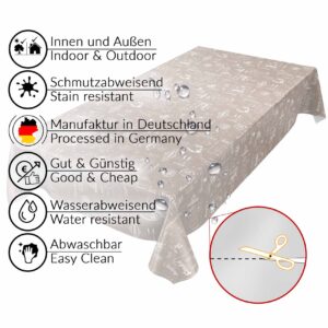 abwaschbare Tischdecke Cafe Bistrot Beige Wachstuch Wachstuchtischdecke