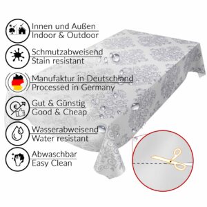Wachstuch Tischdecke Rankenmuster Uni Grau Silber Wachstischdecke Gartentischdecke