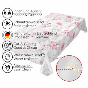 Wachstuch Tischdecke abwaschbar Liebe Rose Grau Wachstischdecke Gartentischdecke