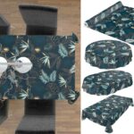 Wachstuch Tischdecke abwaschbar Palmen Blau Blätter Wachstischdecke Gartentischdecke Outdoor Tischdecke