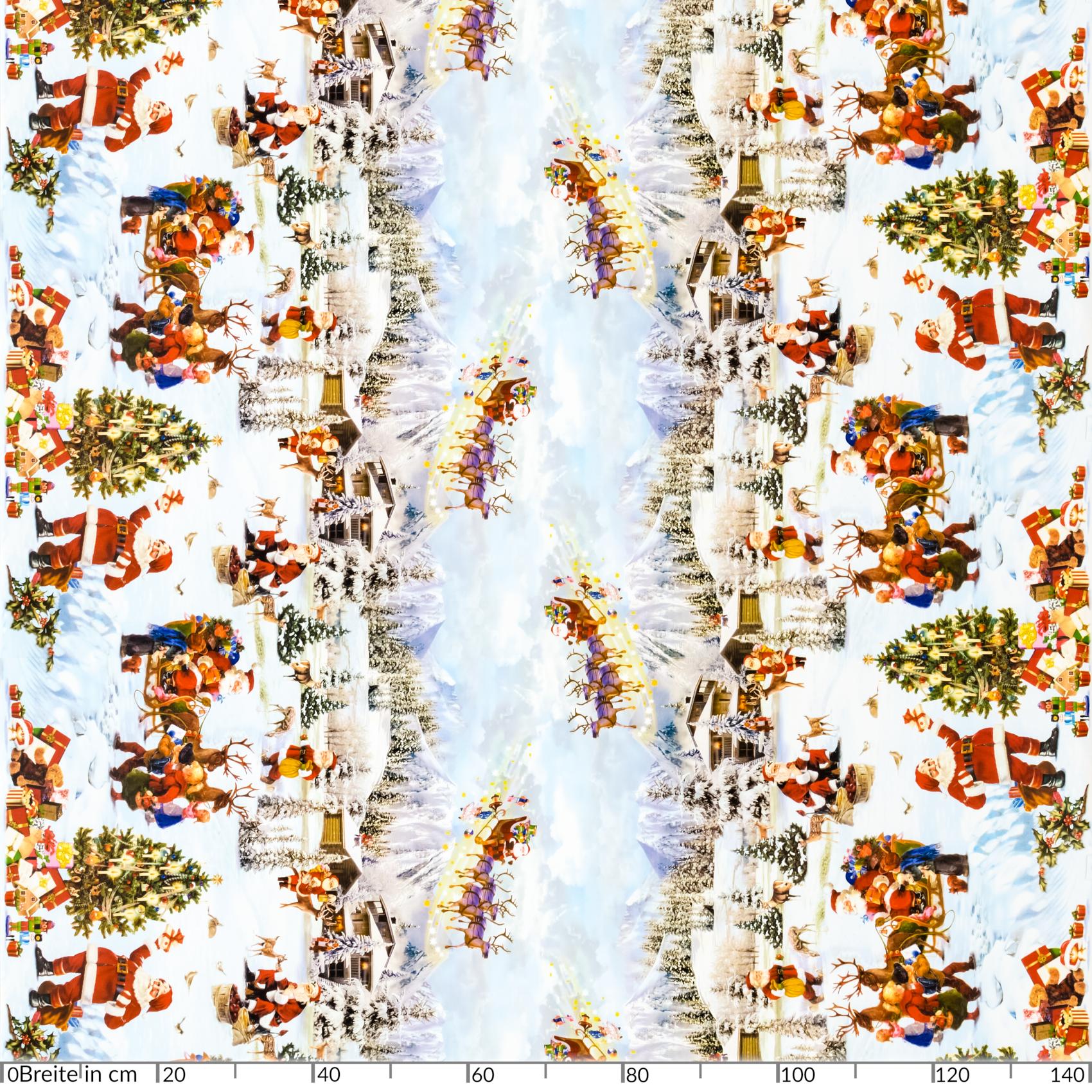 Weihnachtstischdecke abwaschbare Tischdecke Weihnachten Weihnachtsmorgen – Rund 100cm, Paspelband (Eingefasst)