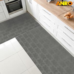 Teppich Läufer Küchenläufer Velours Flurläufer Premium abwaschbar rutschfest 3 Breiten Velora Anthrazit