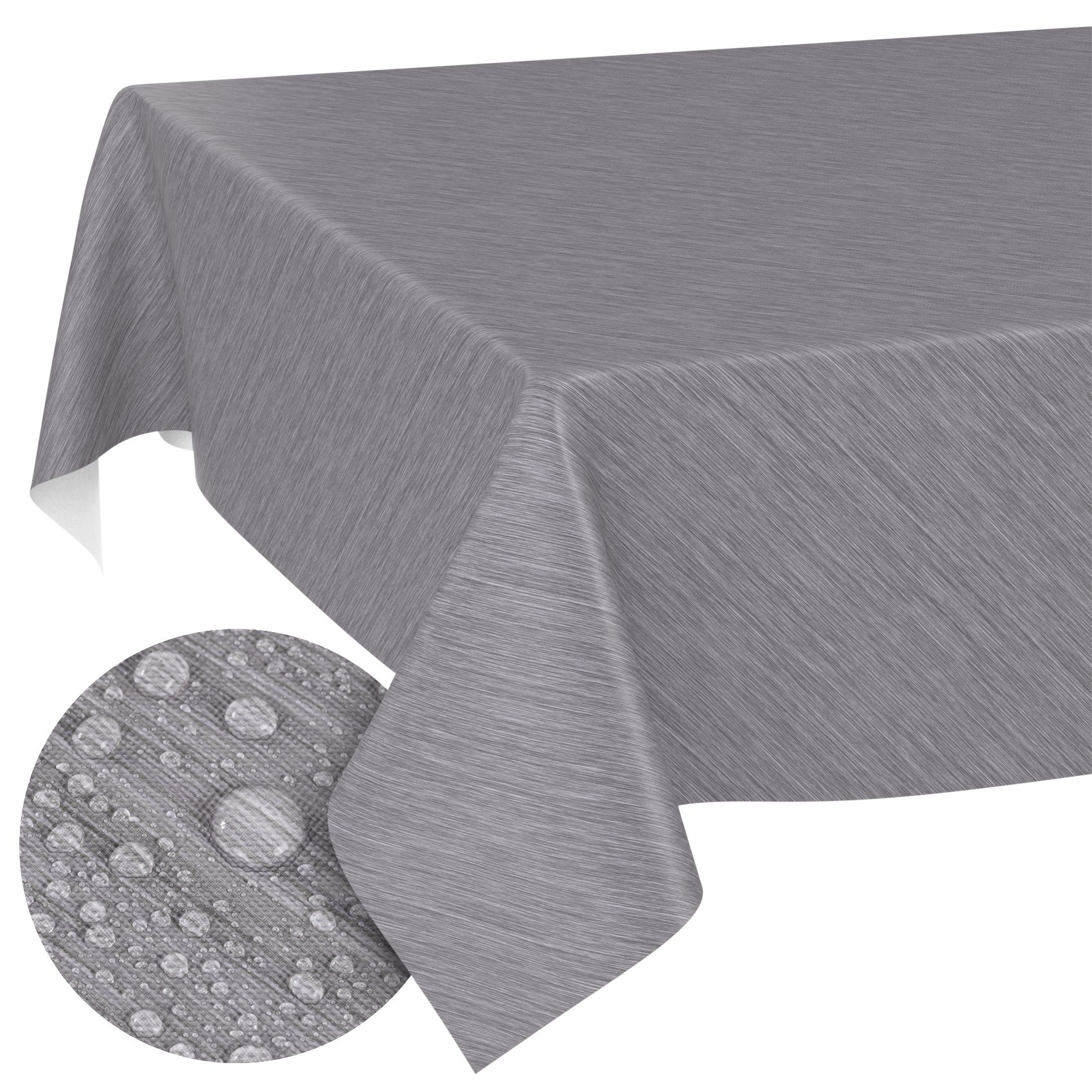 Wachstuch Tischdecke Outdoor Gartentischdecke Leinenoptik Grau Wachstischdecke - 100x140cm / schnittkante