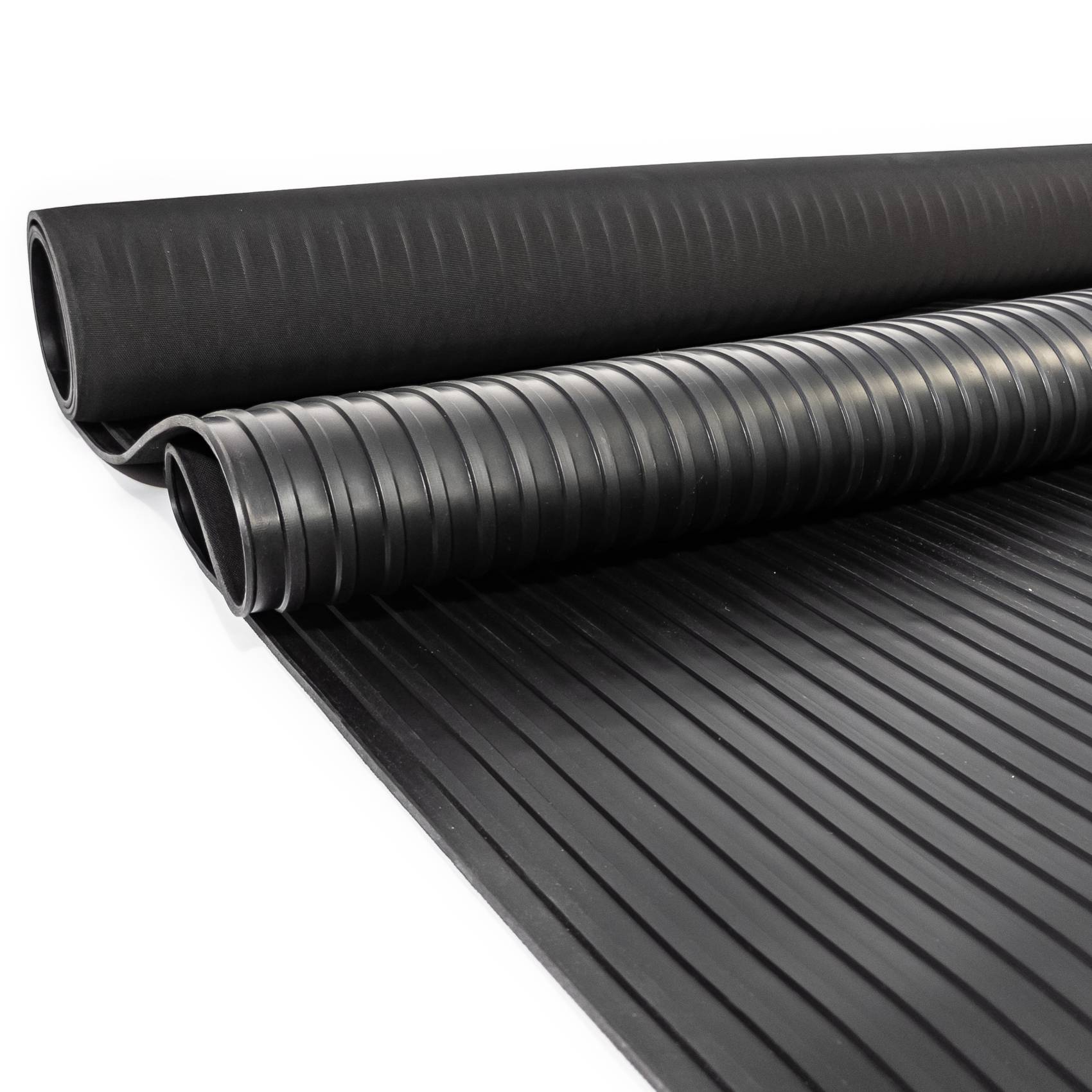 Gummi Antirutsch Bodenmatte SBR Schutzmatte Bodenbelag grobe Riefen -Rillen -Rippen Schwarz 3mm Stark 100 cm Breite 40 cm Länge