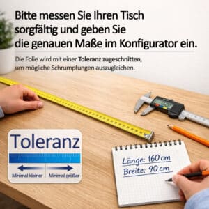 Tischfolie nach Maß Tischschutzfolie Uni Volltonfarbe 3 verschiedene Stärken