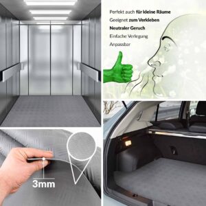 Gummi Antirutsch Premium TPE Geruchsarm Bodenbelag Riffelblechoptik Grau 3mm Stark 100 cm Breite 40cm Länge