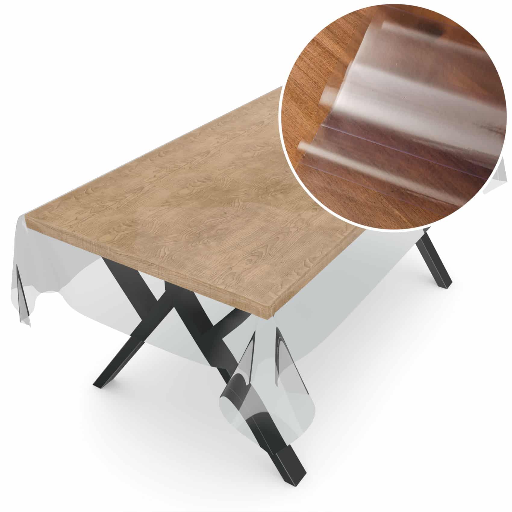 Transparente Tischdecke durchsichtig 0,3 mm Tischfolie Tischschutzfolie Klar 140 cm Breit - schnittkante / 130-x-90-cm-rechteckig