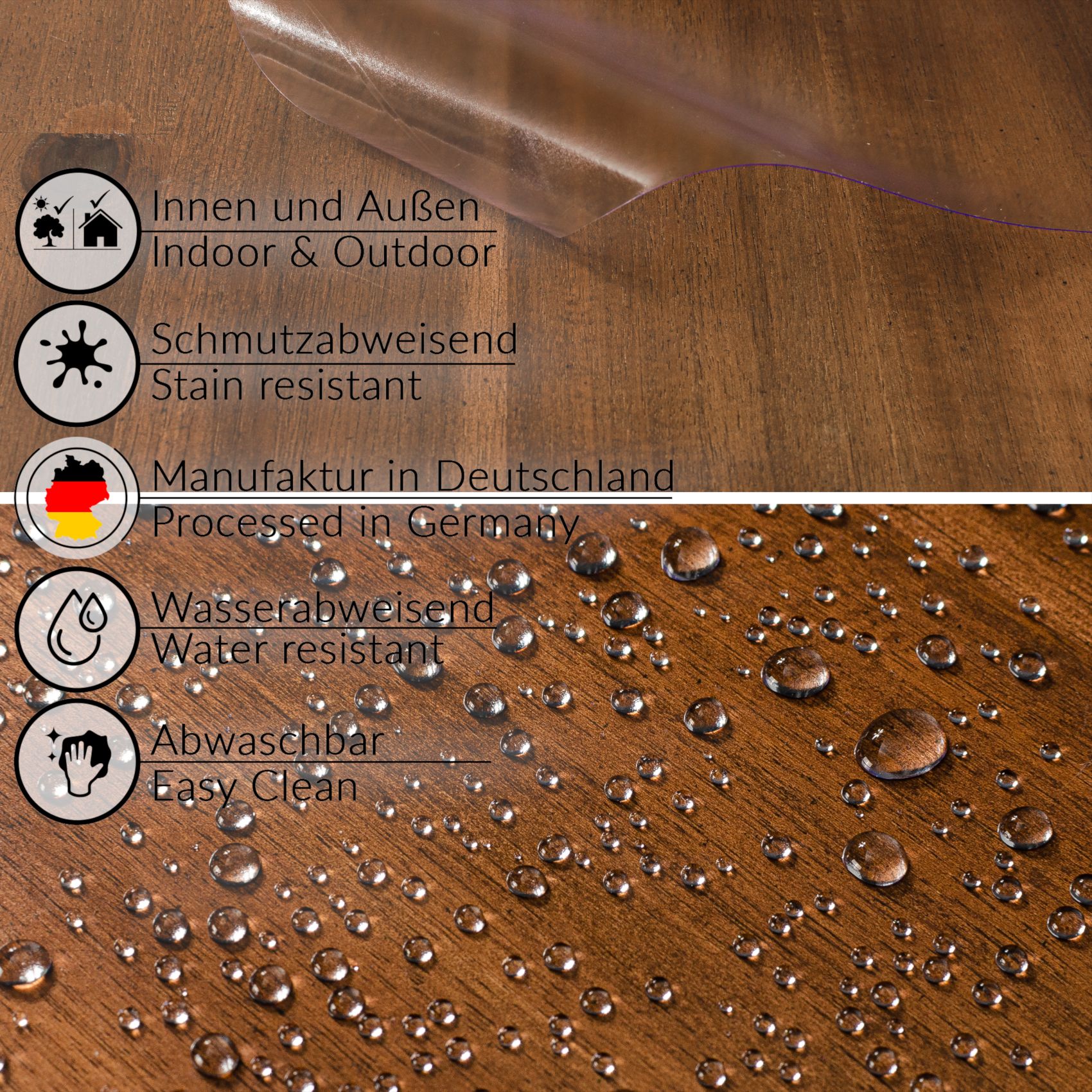 Transparente Tischdecke durchsichtig 0,3mm Tischfolie Tischschutzfolie Klar 140cm Breit