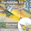 Tischdecke abwaschbar Tischwäsche Tischtuch Pflegeleicht Lotuseffekt Baumwolle Polyester Polyolefin Lemon – 90 x 130 cm, Schnittkante