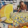 Tischdecke abwaschbar Tischwäsche Tischtuch Pflegeleicht Lotuseffekt Baumwolle Polyester Polyolefin Lemon – 90 x 130 cm, Schnittkante