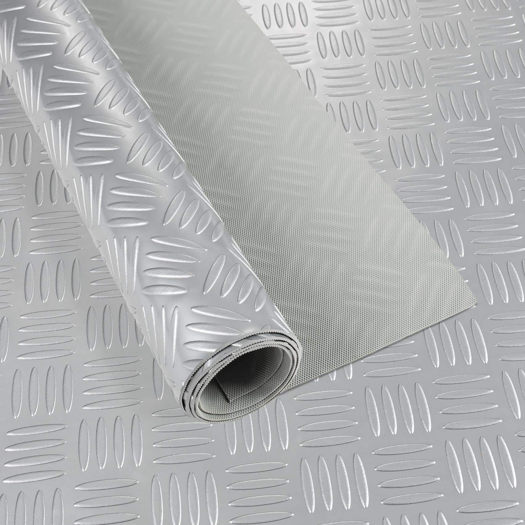 PVC Bodenbelag Dionis 1,5mm Riffelblech Silber 100x90cm