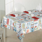 Tischdecke aus Stoff Textil Tischwäsche abwaschbar Tischtuch Baumwolle Polyester Maritim In-/Outdoor Tischdecke