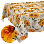 Tischdecke abwaschbar Tischwäsche Tischtuch Stoff Baumwolle Polyester Outdoor Gartentischdecke Sonnenblumen
