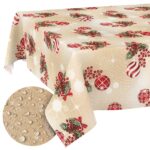 Weihnachtstischdecke Stofftischdecke Tischwäsche Tischdecke abwaschbar Tischtuch Baumwolle Polyester Beige