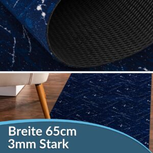 Teppichläufer Läufer Flur Küchenläufer rutschfest Velvet Blau Breite 65cm / 100cm
