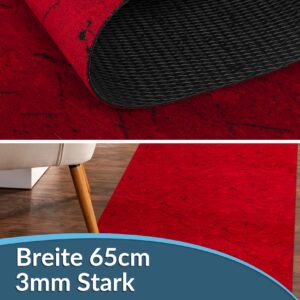 Teppichläufer Läufer Flur Küchenläufer rutschfest Velvet Rot Breite 65cm / 100cm