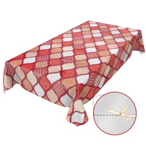 abwaschbare Tischdecke Gold Rot Weiss Crochet Tropfen Wachstuch Wachstuchtischdecke