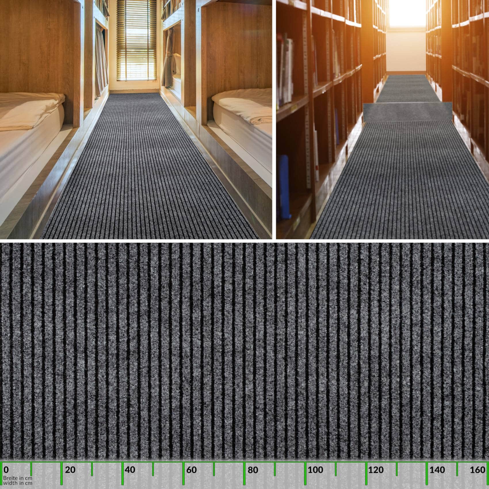 Schmutzfangmatte Sauberlaufmatte Meterware Fußmatte Teppich Läufer Flur Grau Breite 100 cm – 100 x 100 cm