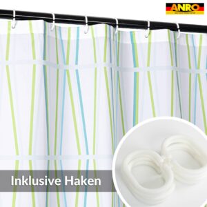 Duschvorhang Badewanne Vorhang Bad Stoff Textil Badezimmervorhang mit Ringen waschbar 3 Größen Bambus Grün