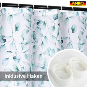 Duschvorhang Badewanne Vorhang Bad Stoff Textil Badezimmervorhang mit Ringen waschbar 3 Größen Blätter Grün