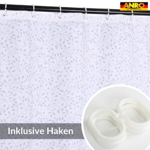 Duschvorhang Badewanne Vorhang Bad Stoff Textil Badezimmervorhang mit Ringen waschbar 3 Größen Blumen Grau