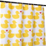 Duschvorhang Badewanne Vorhang Bad Stoff Textil Badezimmervorhang mit Ringen waschbar 3 Größen Enten Gelb