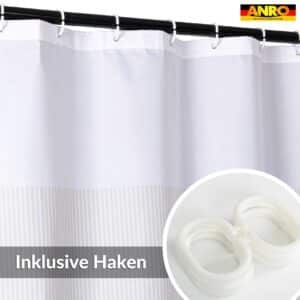 Duschvorhang Badewanne Vorhang Bad Stoff Textil Badezimmervorhang mit Ringen waschbar 3 Größen Beige Fino