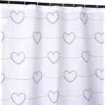 Duschvorhang Badewanne Vorhang Bad Stoff Textil Badezimmervorhang mit Ringen waschbar 3 Größen Herz Schwarz