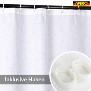 Duschvorhang Badewanne Vorhang Bad Stoff Textil Badezimmervorhang mit Ringen waschbar 3 Größen Prisma Weiß