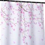 Duschvorhang Badewanne Vorhang Bad Stoff Textil Badezimmervorhang mit Ringen waschbar 3 Größen Sakura Rosa
