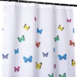Duschvorhang Badewanne Vorhang Bad Stoff Textil Badezimmervorhang mit Ringen waschbar 3 Größen Schmetterling Bunt