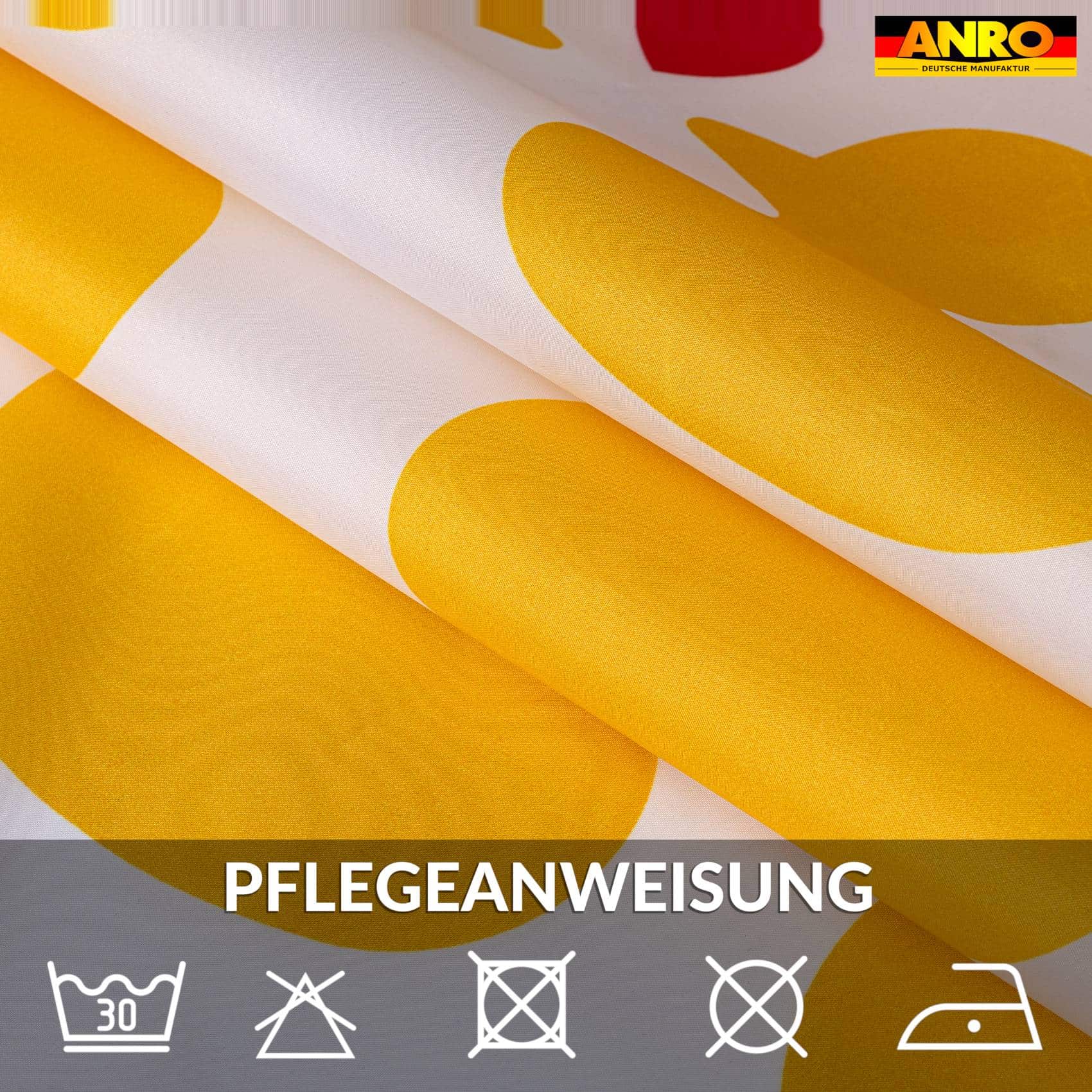 Duschvorhang Badewanne Vorhang Bad Stoff Textil Badezimmervorhang mit Ringen waschbar 3 Größen Enten Gelb – 120 x 200 cm