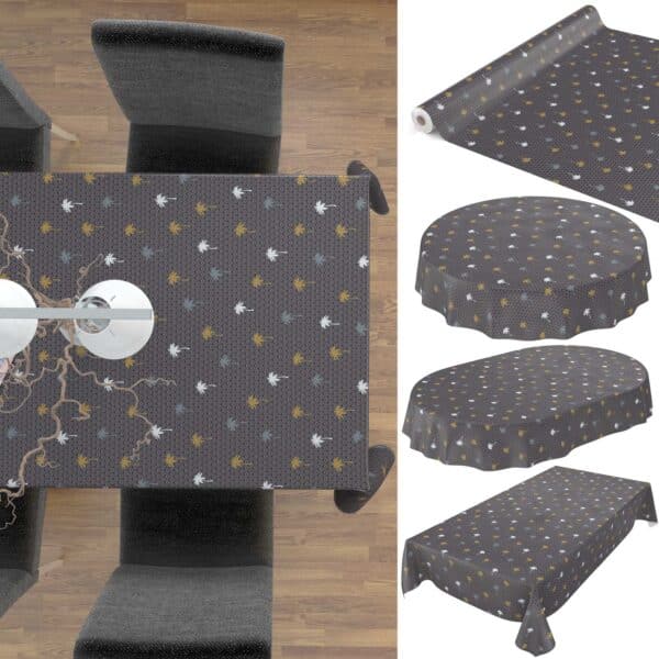 Tischdecke Palmen aus Gold Geometrie Anthrazit pflegeleicht abwaschbar Wachstuch Wachstuchtischdecke